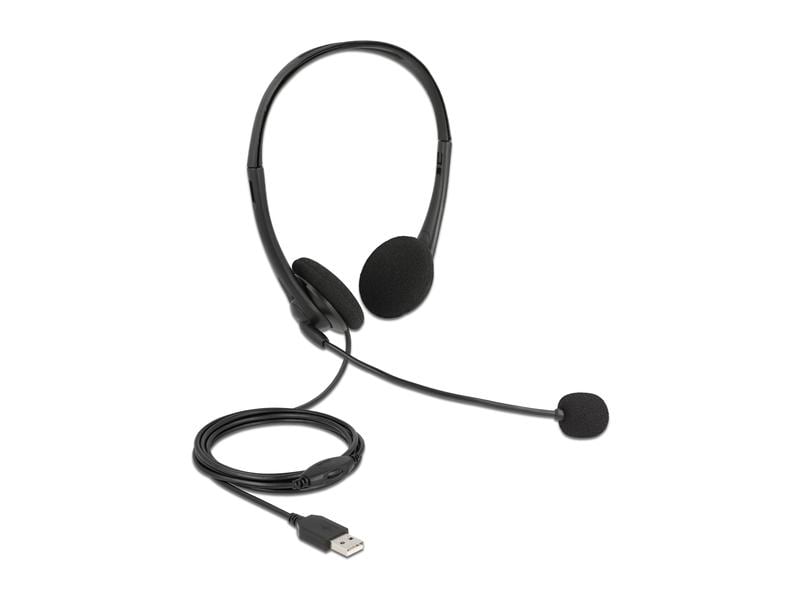 Delock Headset USB-A Stereo für PC und Notebook USB Stereo Headset mit Lautstärkeregler für PC und Notebook
