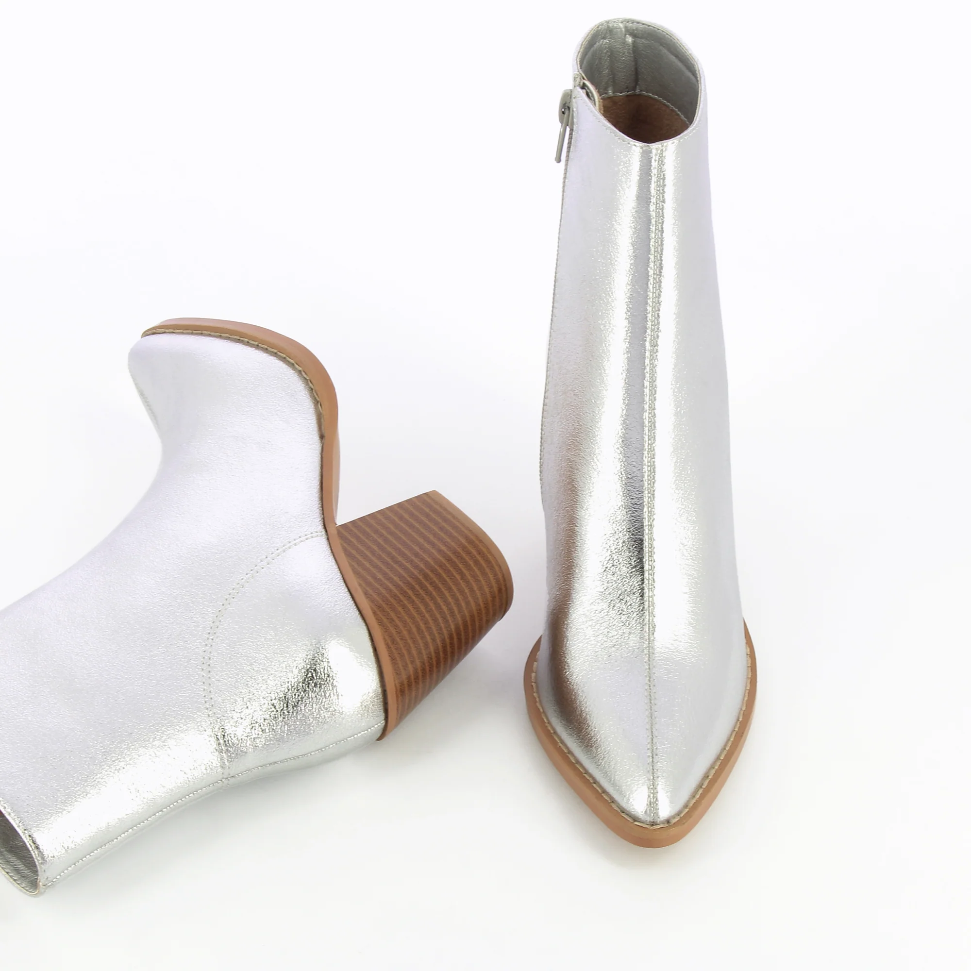 Bottines-Bottines à talon Julia argent effet texturé