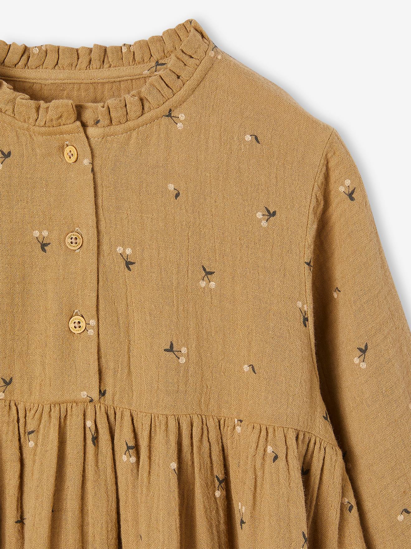 Vestido marrom médio estampado para meninas