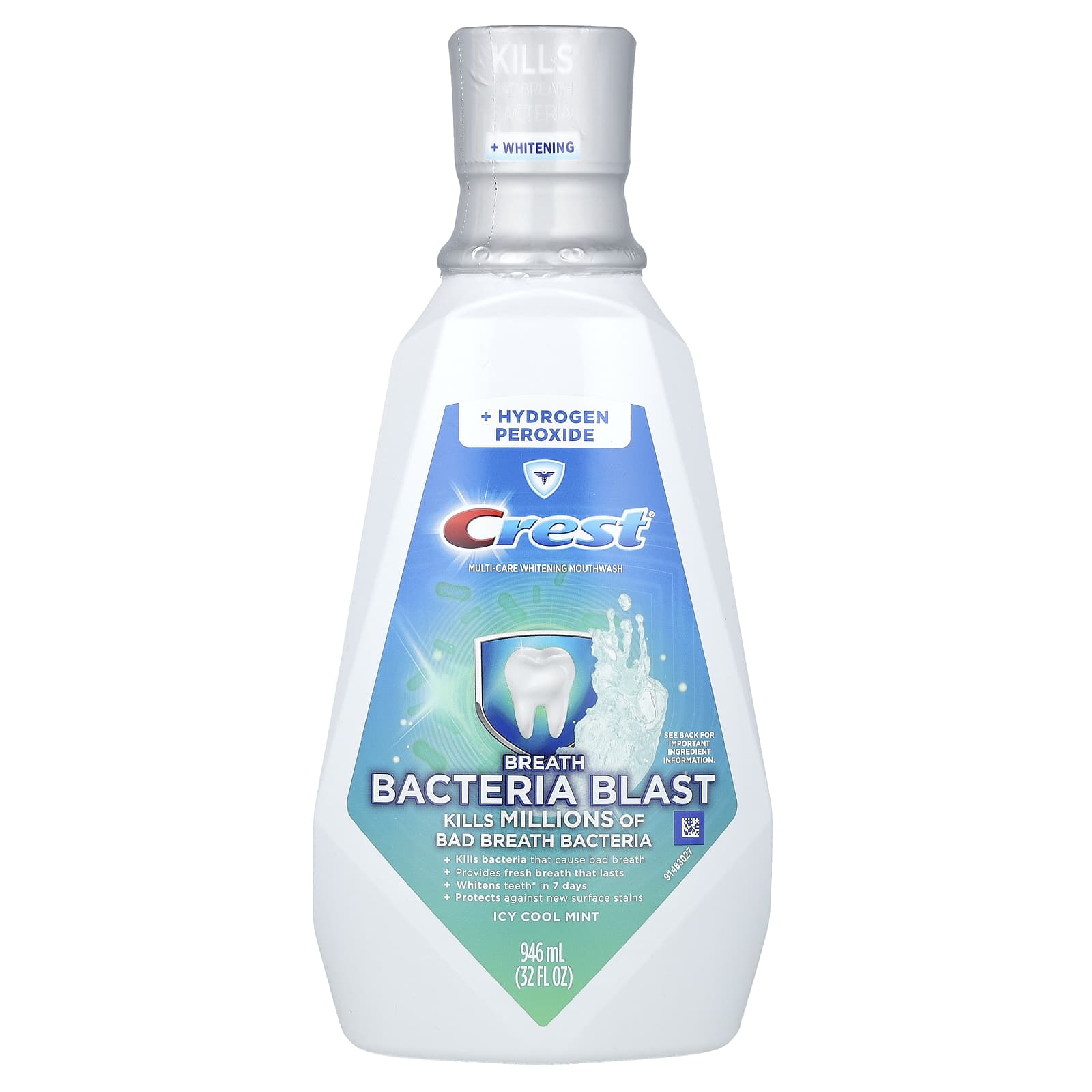 Crest, Multi-Care Whitening Mondspoeling, Breath Bacteria Blast, Icy Cool Mint, 946 ml