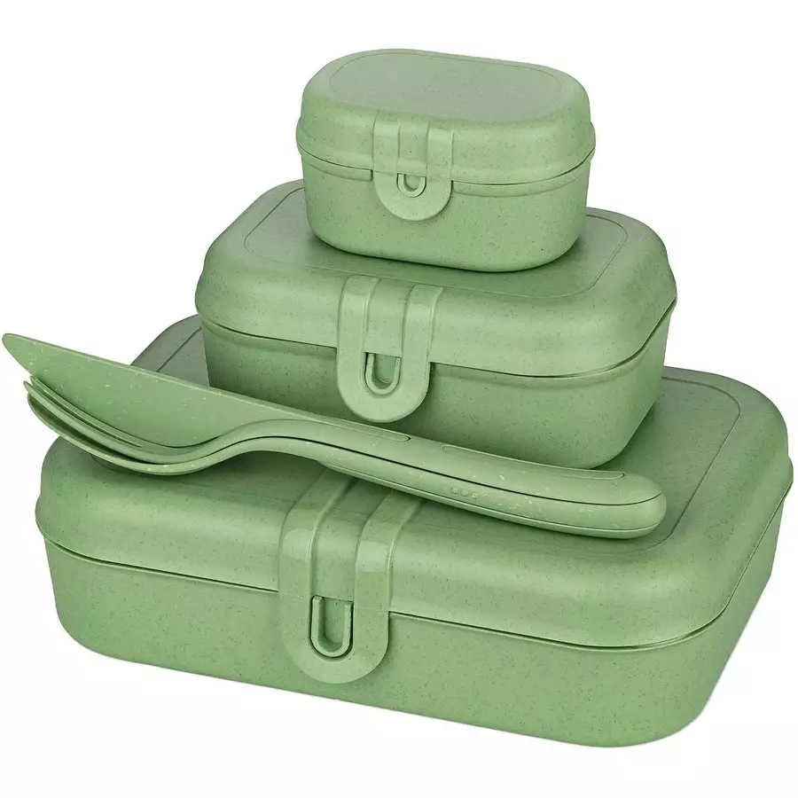 Koziol Lunchbox-Set inkl. Besteck Pascal Ready grün