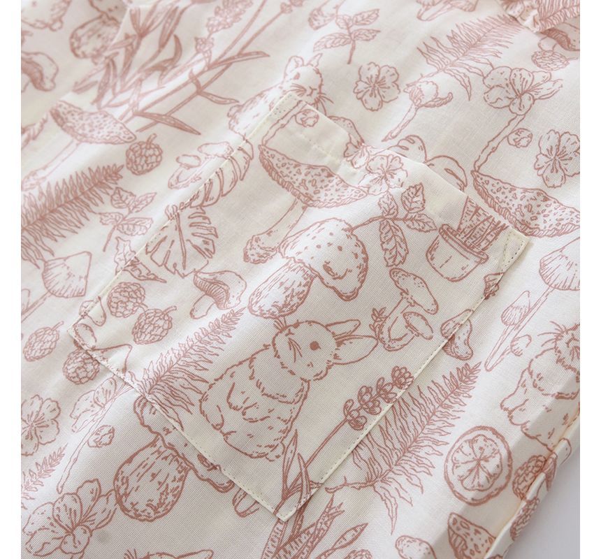 Dogini - Kimono pyjamatop / badjas / broek / set met elleboogmouwen en paddenstoelenprint