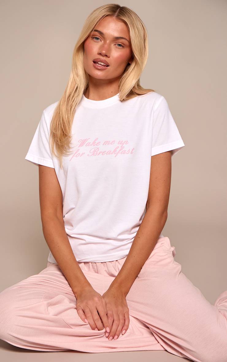 Rose Bébé Haut De Pyjama Ajusté Et Pantalon À Slogan