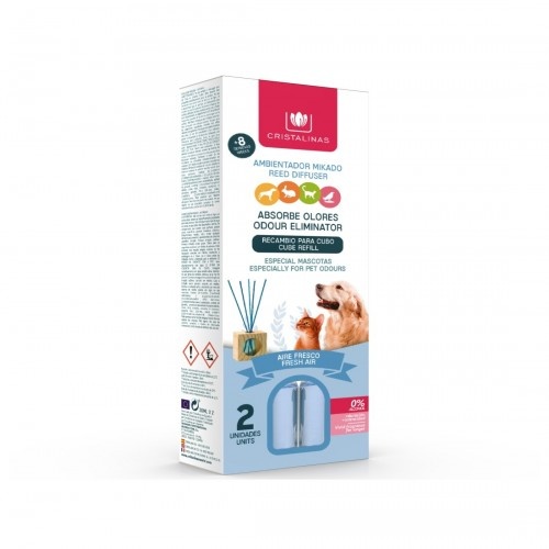 Pacote com 2 refis do aromatizador de ar Cristalinas Fresh Air Pet para animais de estimação.