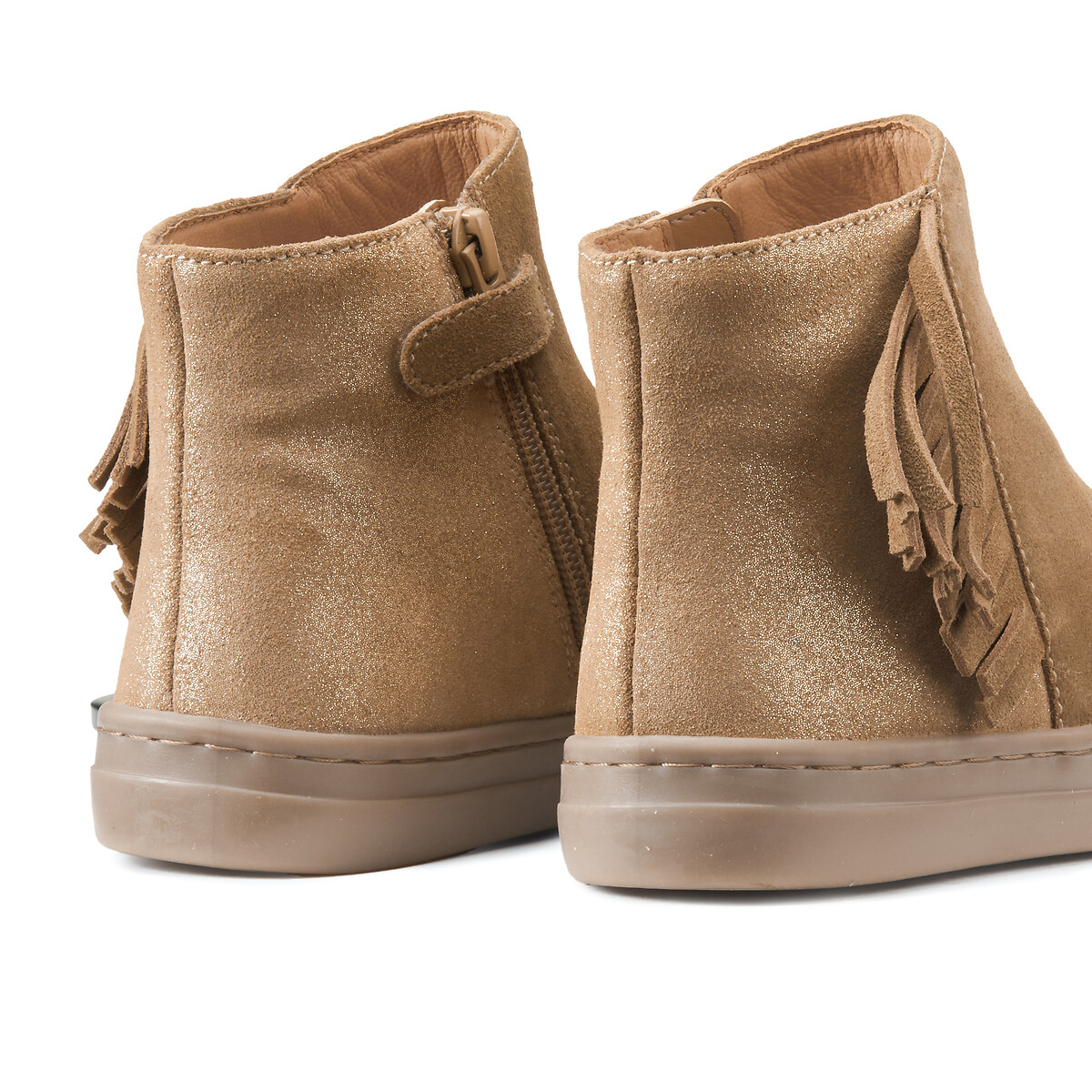 COLEÇÃO LA REDOUTE<br>Botas de couro com zíper e franjas