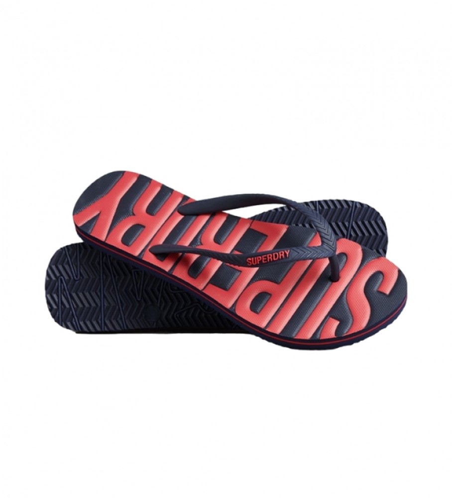 Chinelo vegano Superdry com logo vintage azul marinho