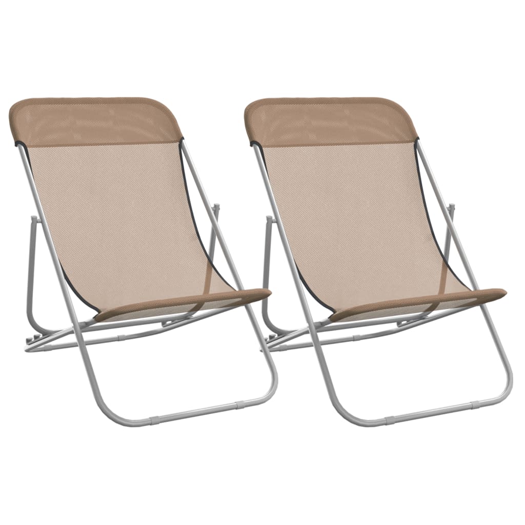 Chaises de plage pliantes 2pcs textilène acier enduit de poudre