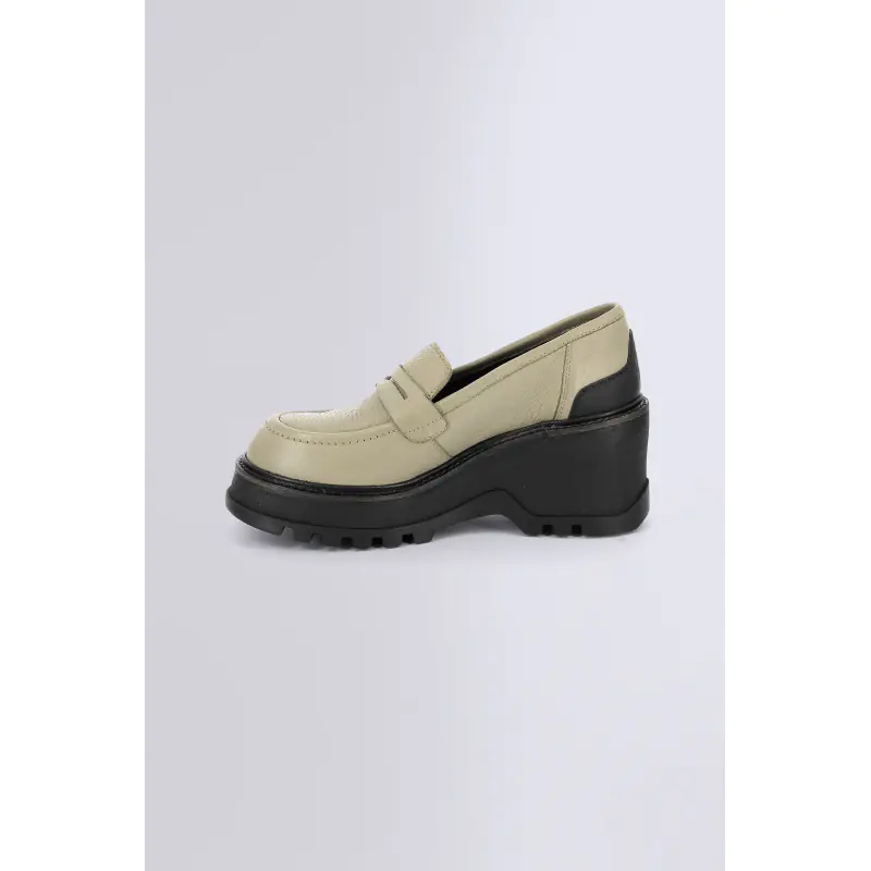 KICK WILD ARGENT NOIR MOCASSINS Cuir Femme