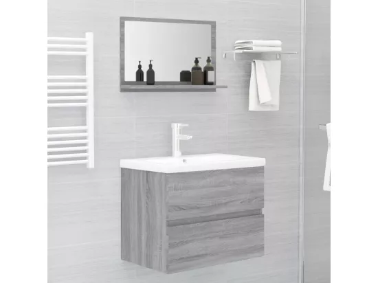 Miroir de bain Sonoma gris 60x10,5x37 cm Bois d'ingénierie