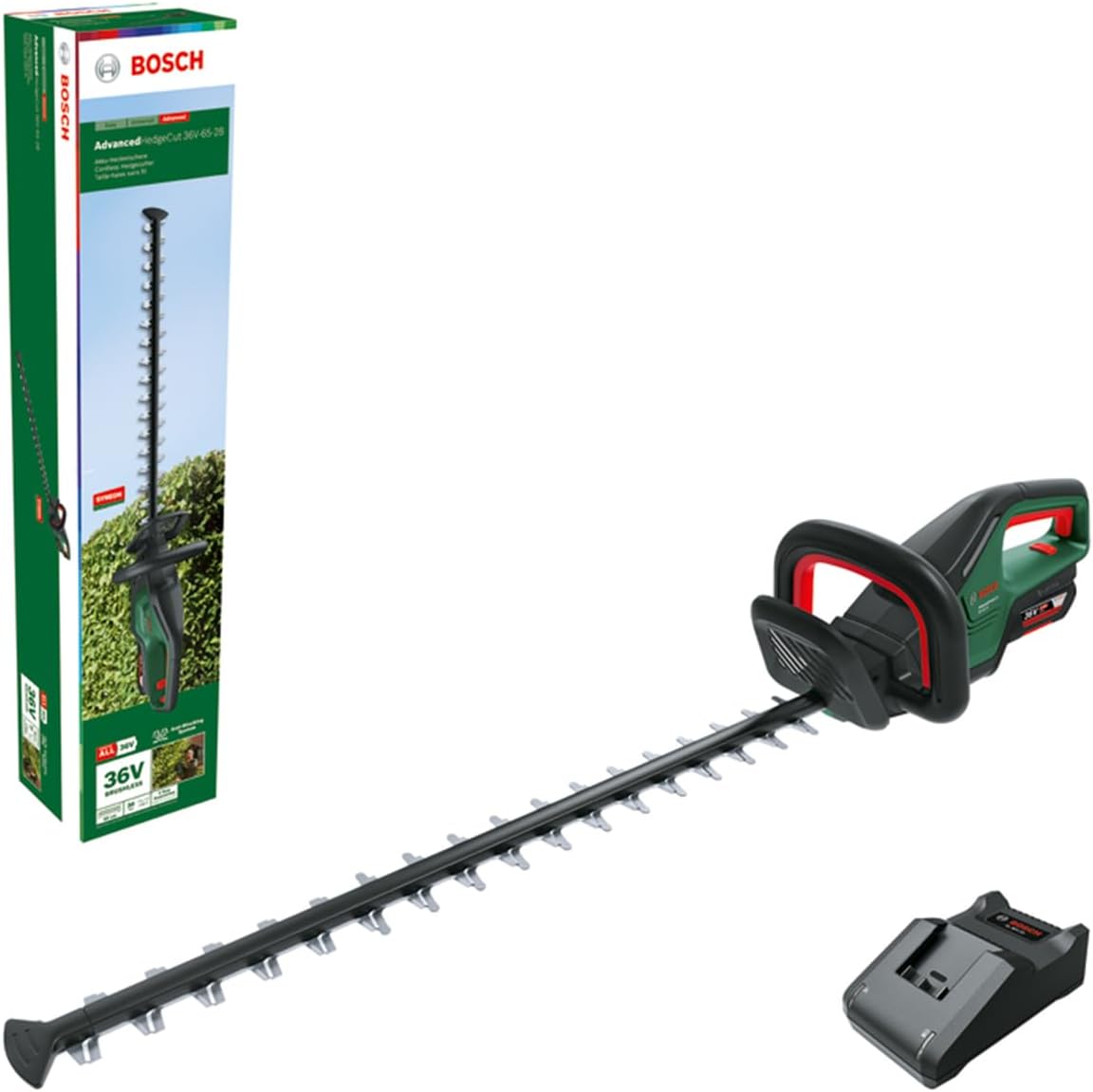 Bosch Akku-Kettensäge AdvancedChain 36V-35-40 & Bosch Akku-Heckenschere AdvancedHedgeCut 36V-65-28