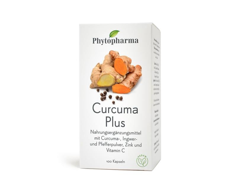 Phytopharma Curcuma Plus 100 Kapseln Vegane Nahrungsergänzung mit Curcuma