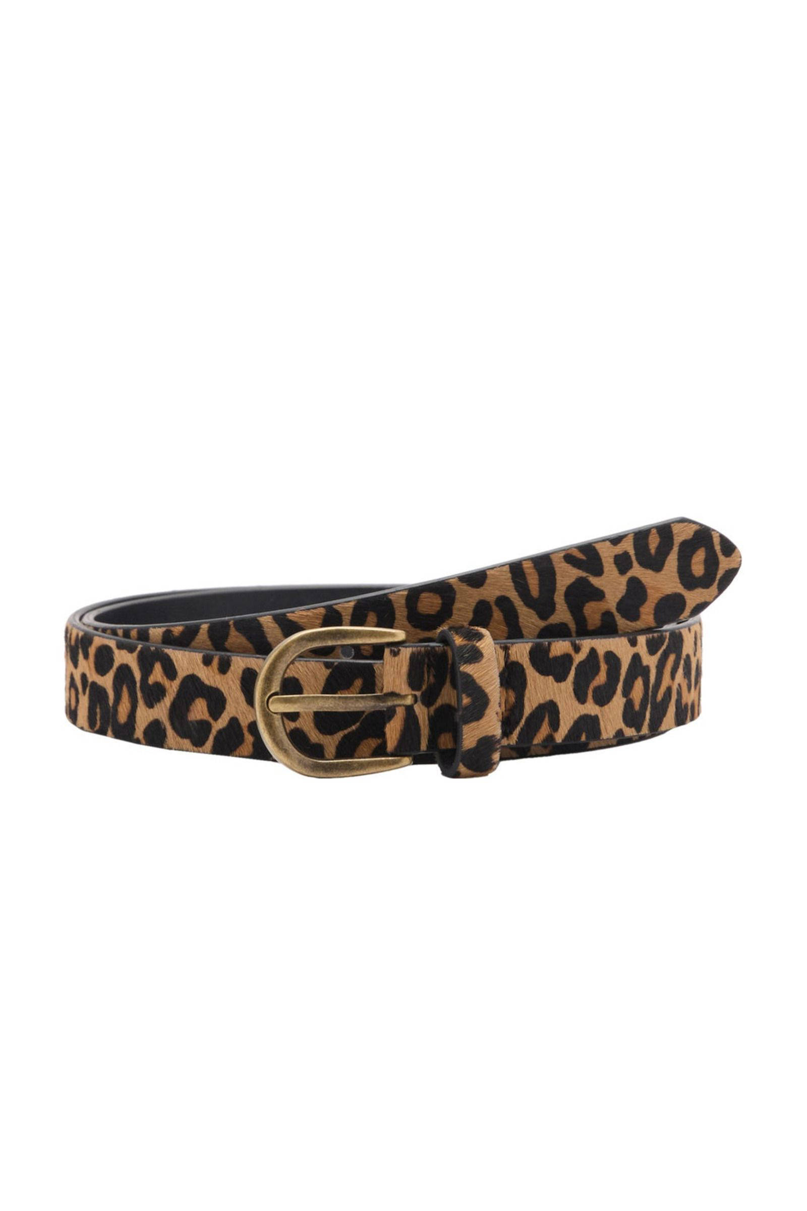 MANGO TEEN leren riem met panterprint bruin