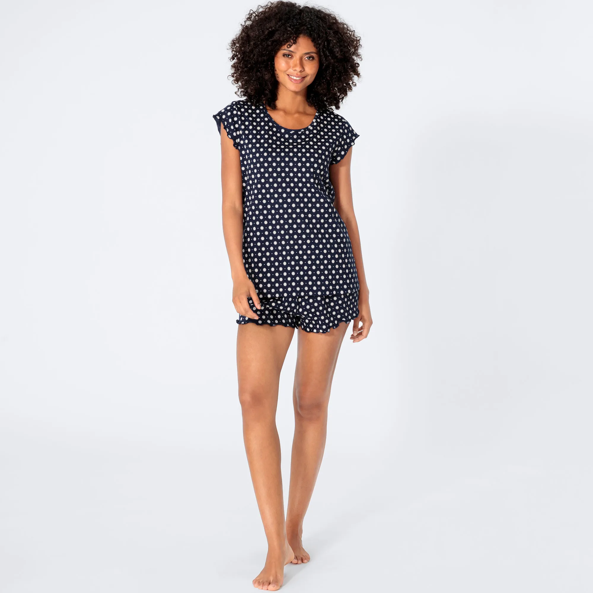 Damen-Shorty mit Gänseblümchen, 2-teilig