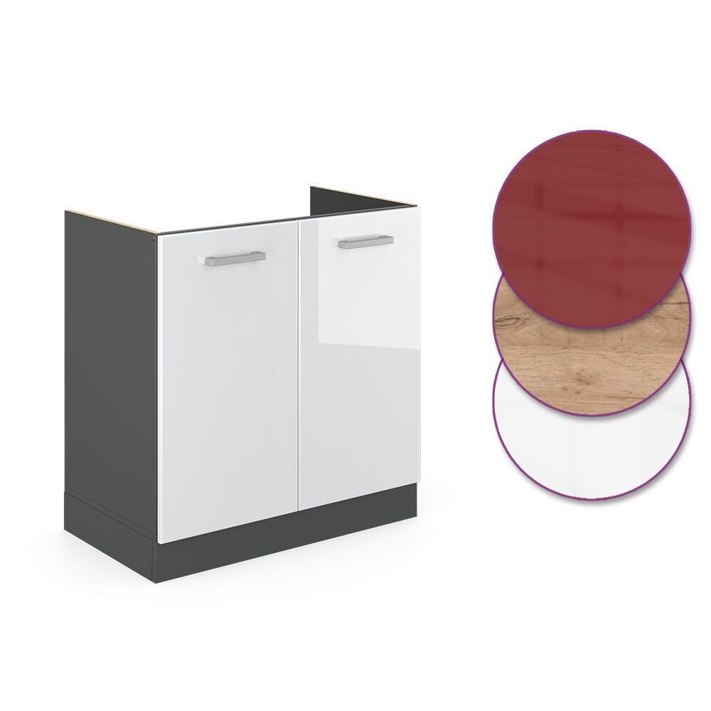 VICCO Küchenschrank Unterschrank Spülenunterschrank 80 cm R-Line Anthrazit