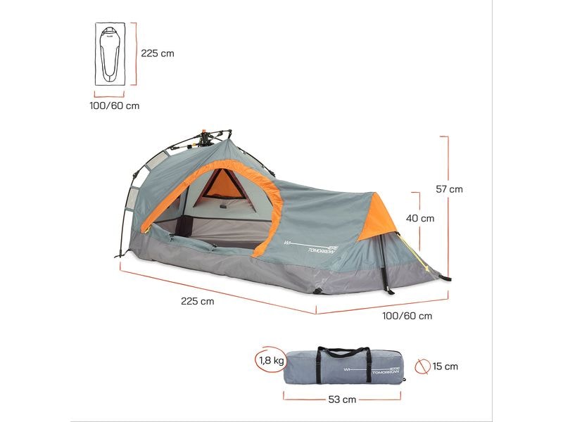 Where tomorrow Where Tomorrow 1 Personen Zelt Dreieck 225 c Einpersonenzelt für Camping