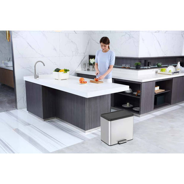 EKO Essential Recycler pedaalemmer afvalscheider - 20 + 9L - mat RVS