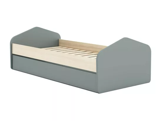 KAINA - Chambre 90x200cm avec Commode 3T et Dressing Cabane Coloris Gris et Naturel