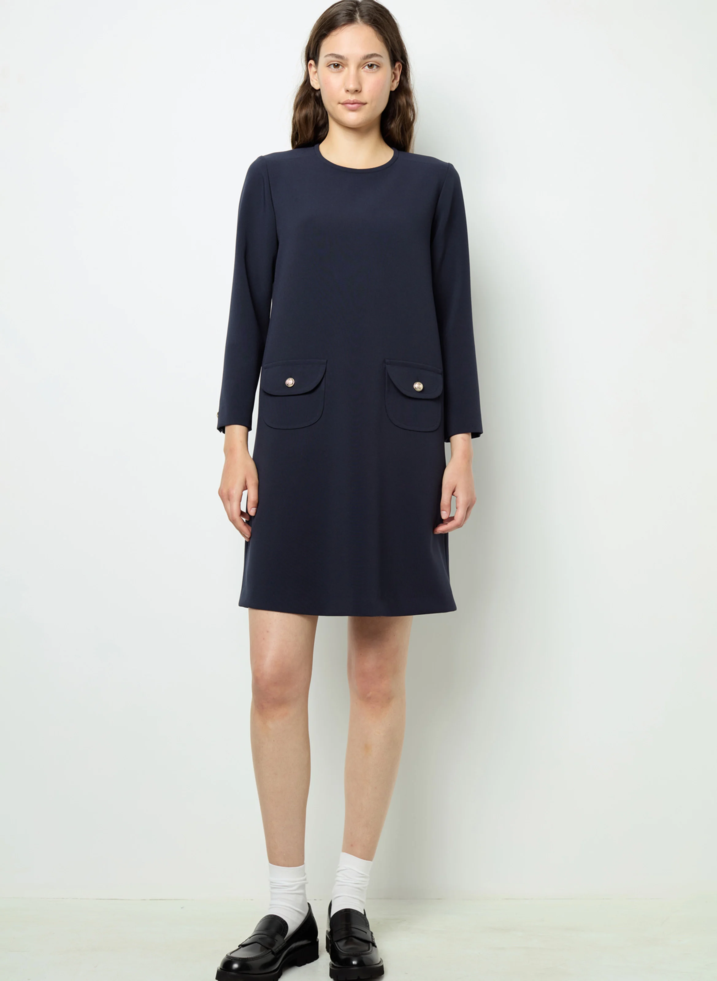 STELLA - Robe courte col rond| Bleu