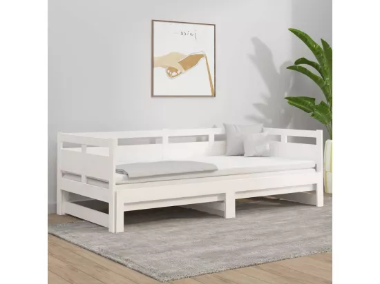 Lit coulissant sans matelas blanc 2x(90x190) cm
