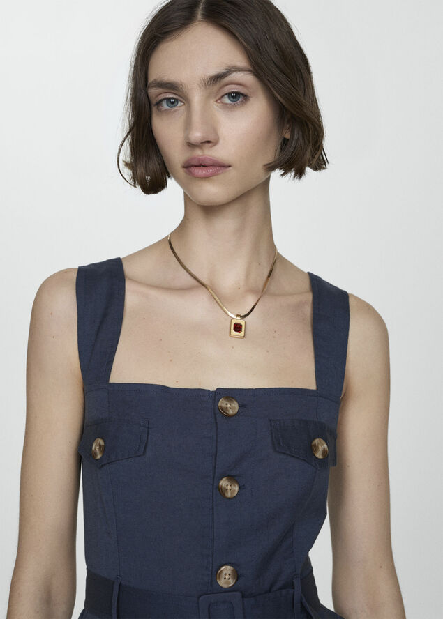 MANGO Short jumpsuit with buttons Navy