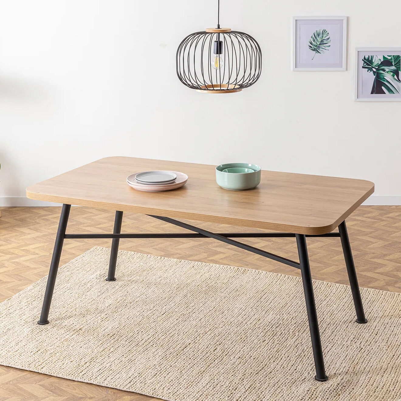 Homitis Table à manger Nala naturelle - 160x90x75 cm