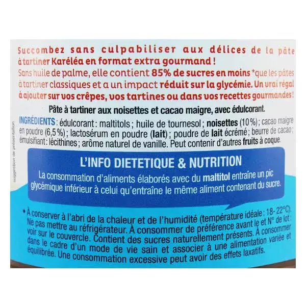 Creme de cacau com avelã Karéléa Chocolate sem adição de açúcar 750g