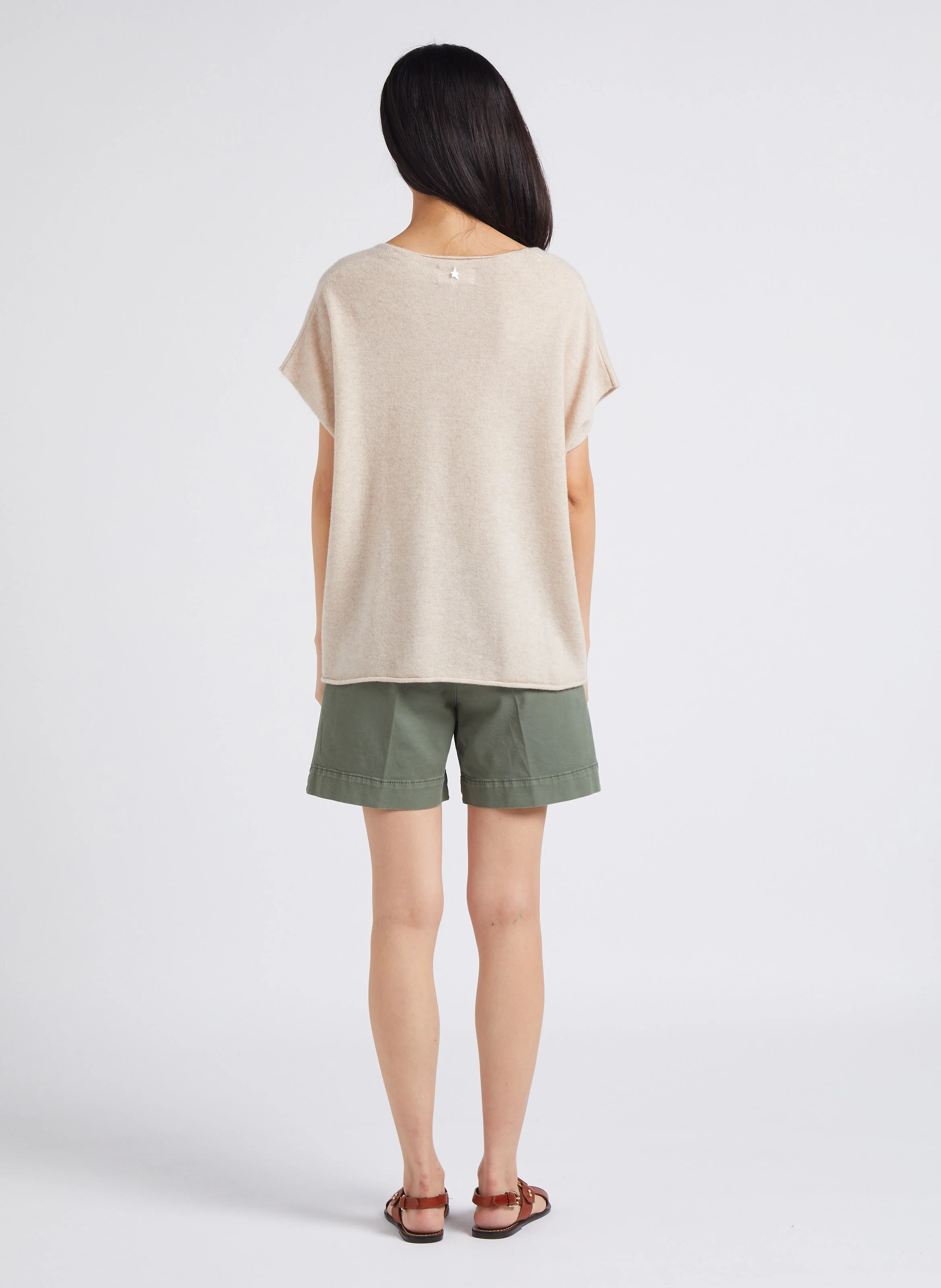 VERMONT - Short large en coton mélangé | Kaki
