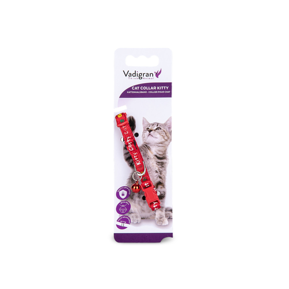 Collier chaton kitty rouge 16-25cm x 8mm