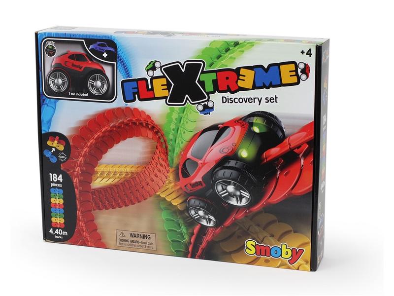 Smoby FleXtreme Discovery Starter-Set Starter-Set mit 184 Schienen-Teilen und einem Auto