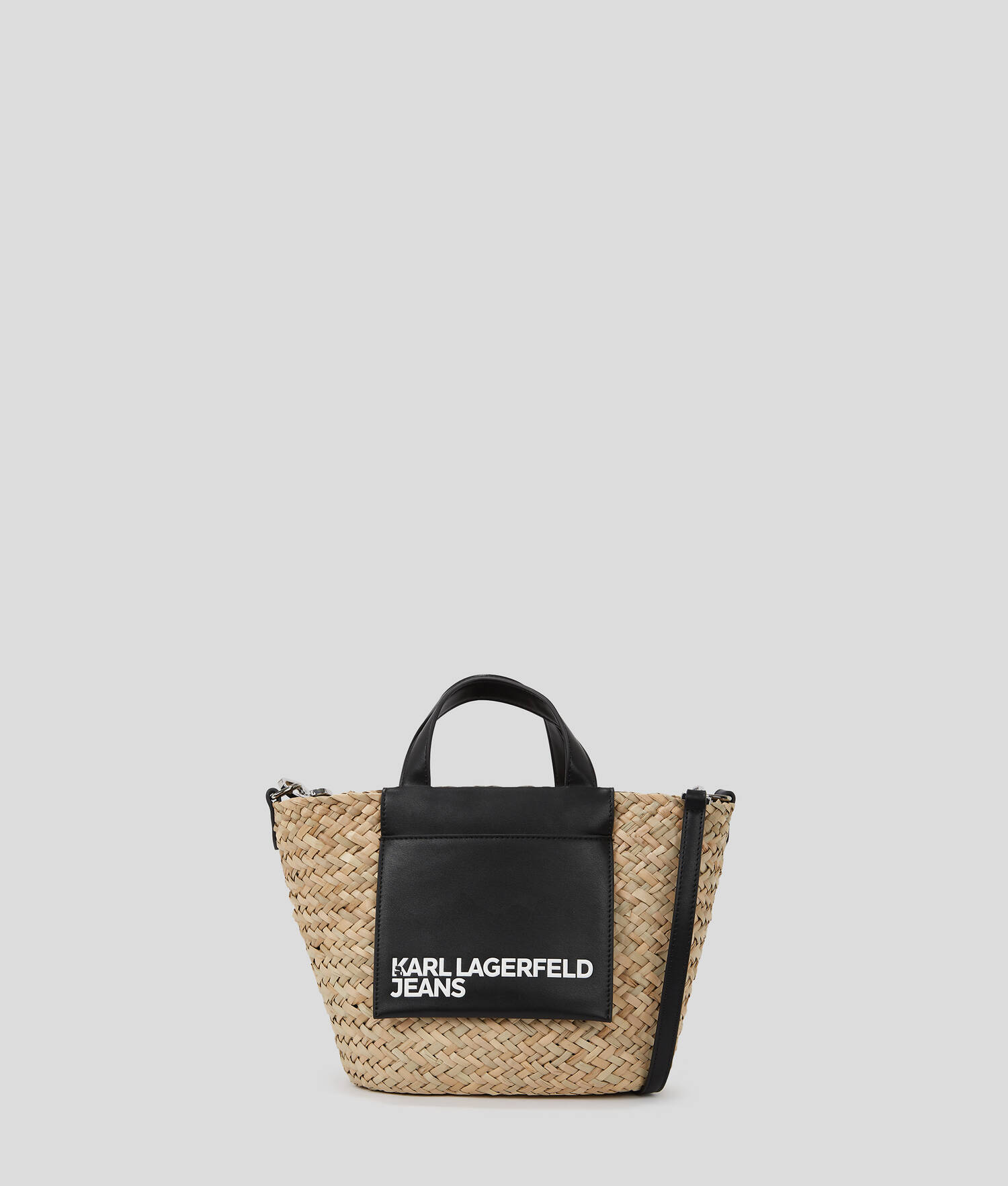 MINI-TOTE BAG EN RAPHIA - Naturel/Noir