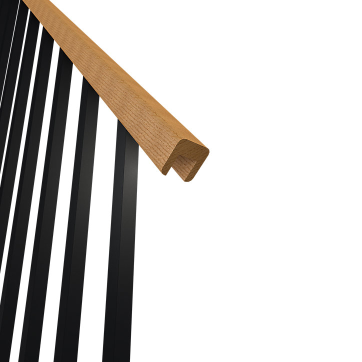Escalier quart tournant gauche FORTIA chêne et aluminium noir Gagliano