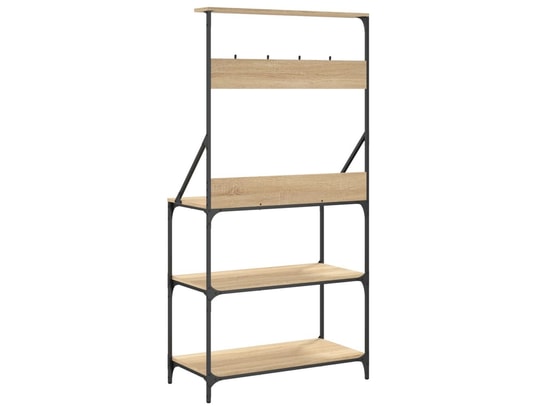 VIDAXL - Set ustensiles de cuisine étagère de boulangerie et crochets 4 niveaux bois d'ingénier...