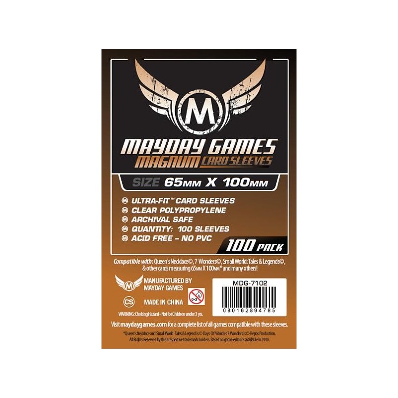 Lot de 100 Protège-Cartes pour 7 Wonders 65x100mm