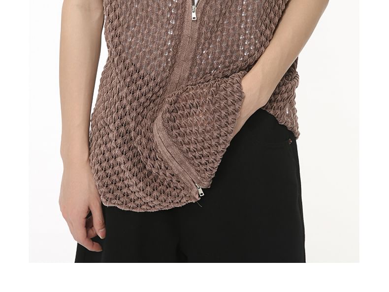 FAERIS - V-hals geperforeerd vest met rits
