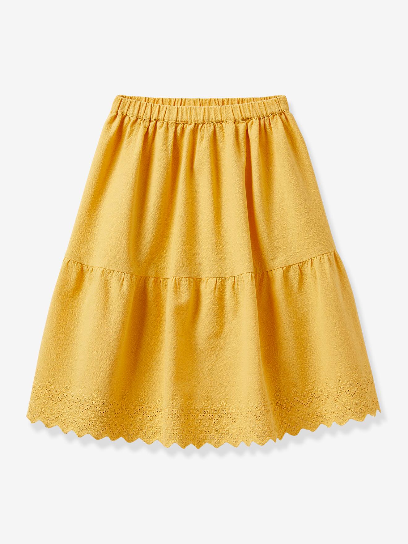 Anágua bordada infantil CYRILLUS, amarelo médio, lisa