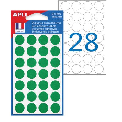 Apli Agipa - 168 Pastilles adhésives - vert - diamètre 15 mm - réf 111841