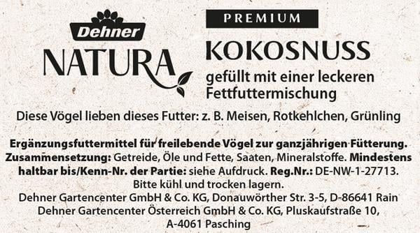Dehner Natura Premium Wildvogel Kokosnuss mit
