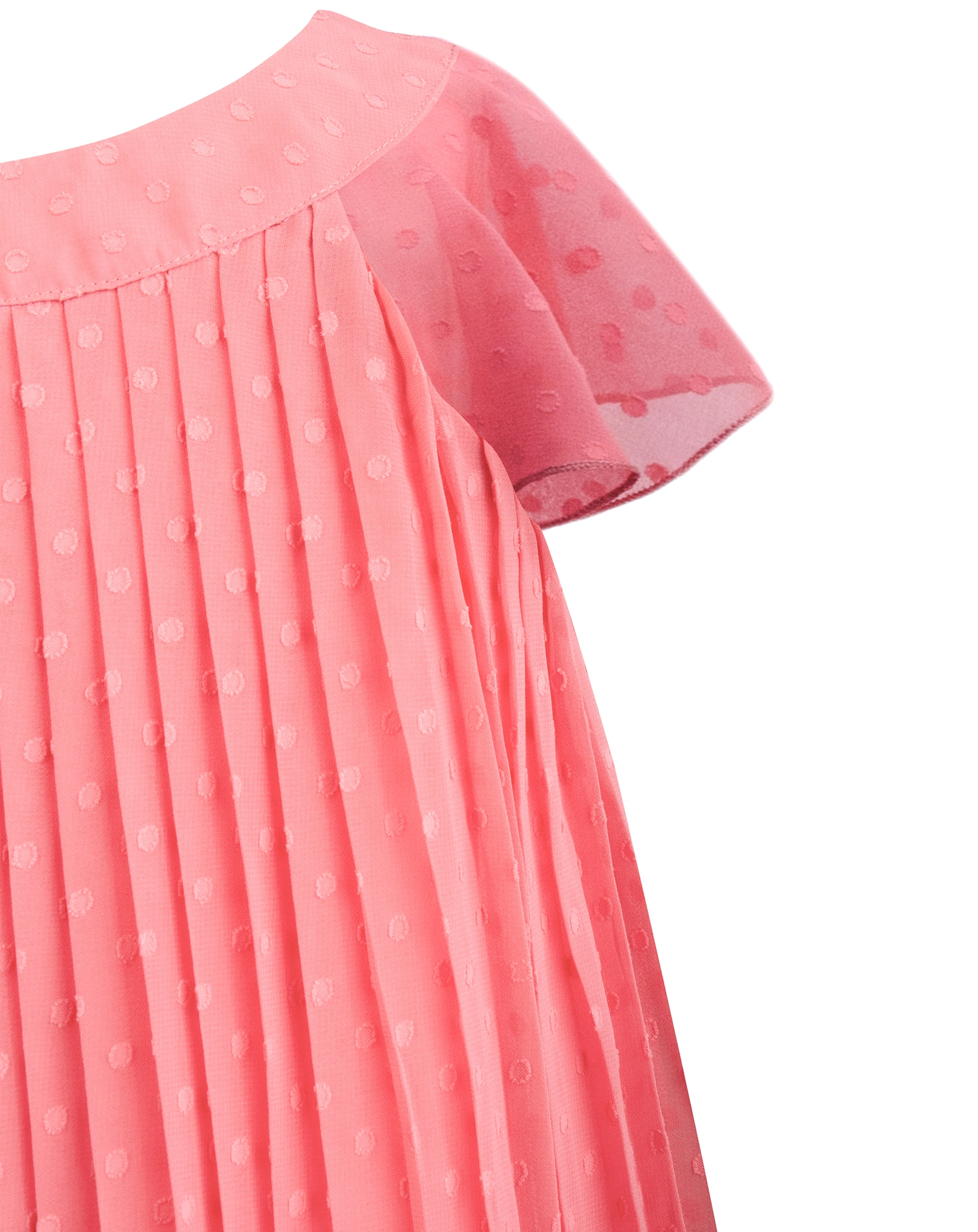 Kurzarmkleid DOTS mit Rüschen in coral