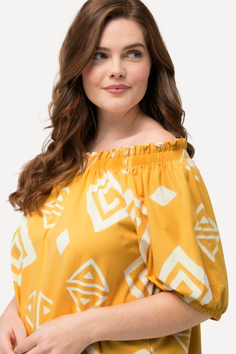 T-Shirt, Carmen-Ausschnitt, Halbarm, Biobaumwolle