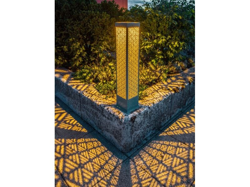 STT Windlicht Solar Antic Pillar Sofia, 78 cm, Aqua Solarleuchte zum Aufstellen