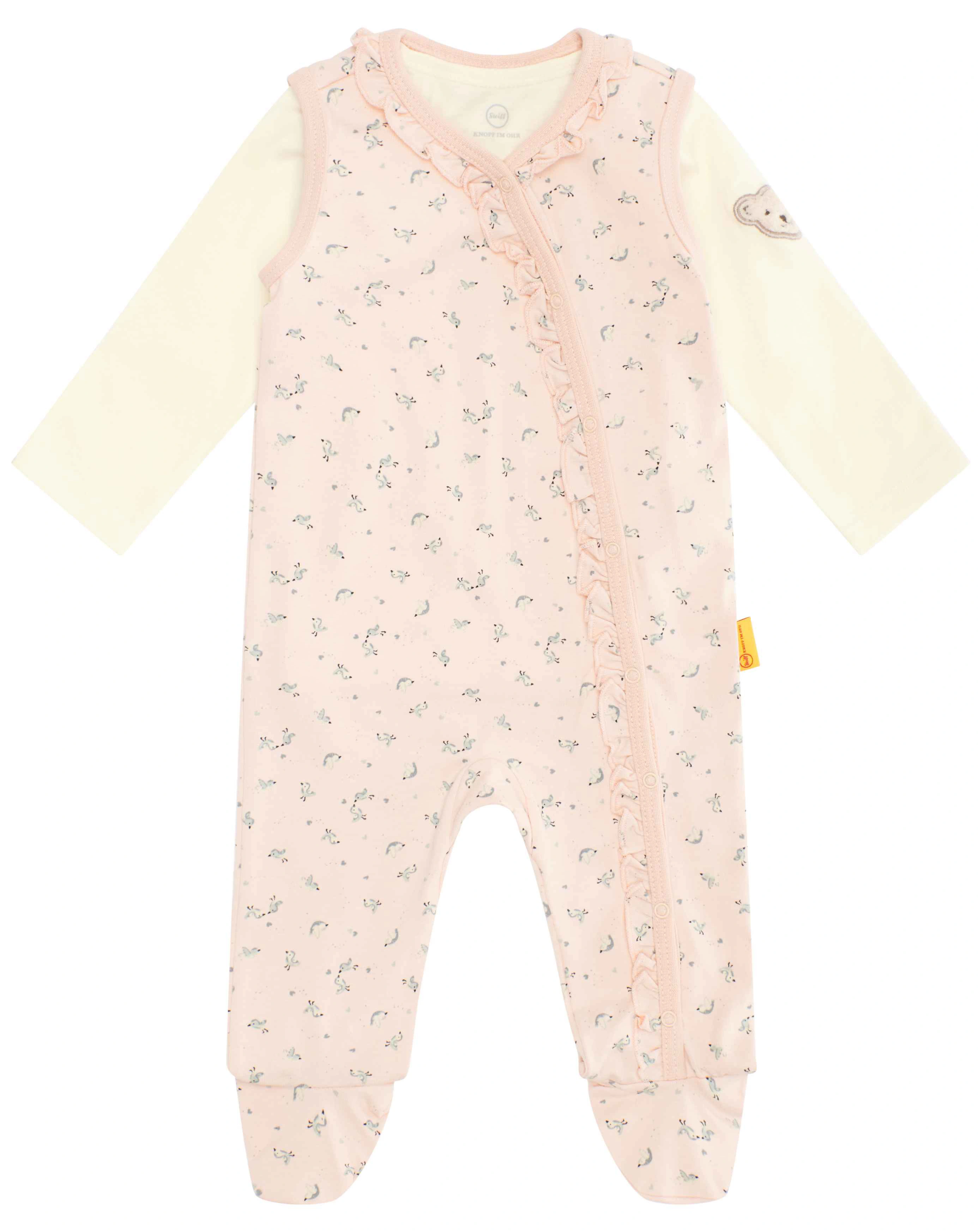 Strampler-Set BIRD'S TWITTERING FLOWER mit Langarmshirt in peachy keen