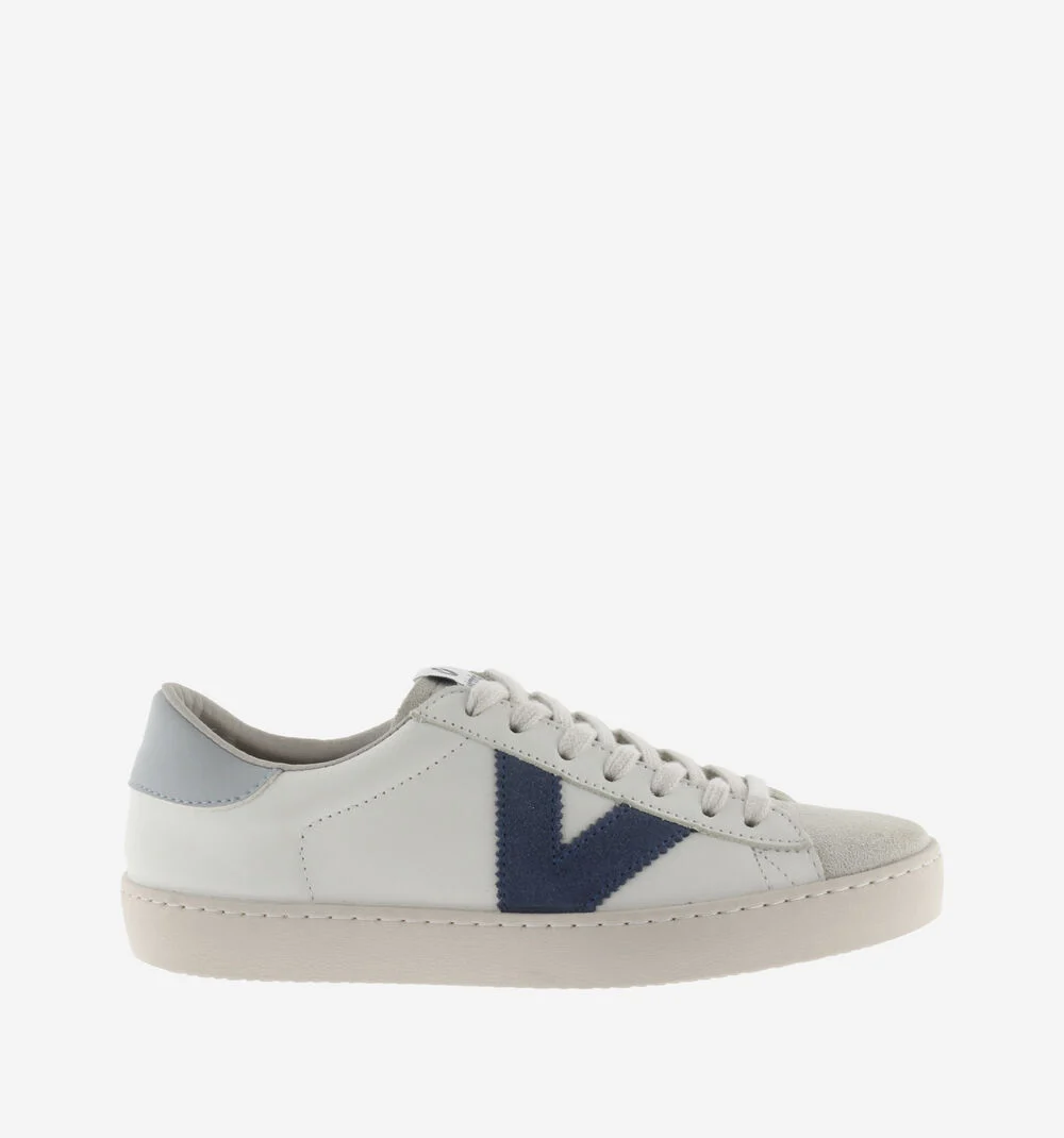 BERLÍN CUIR & CUIR FENDU Baskets blanches unisexes en cuir AZUL