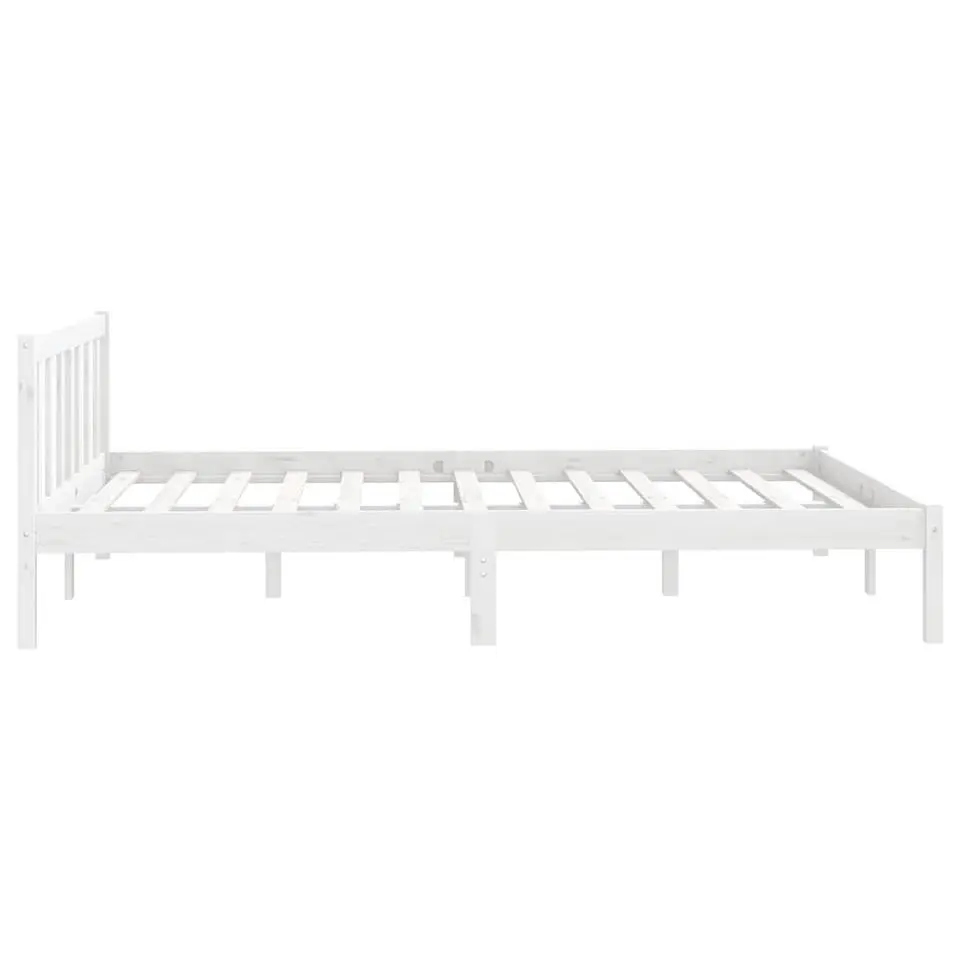 vidaXL - Bed frame met hoofdeinde - Wit - Massief grenenhout - 160x200 cm