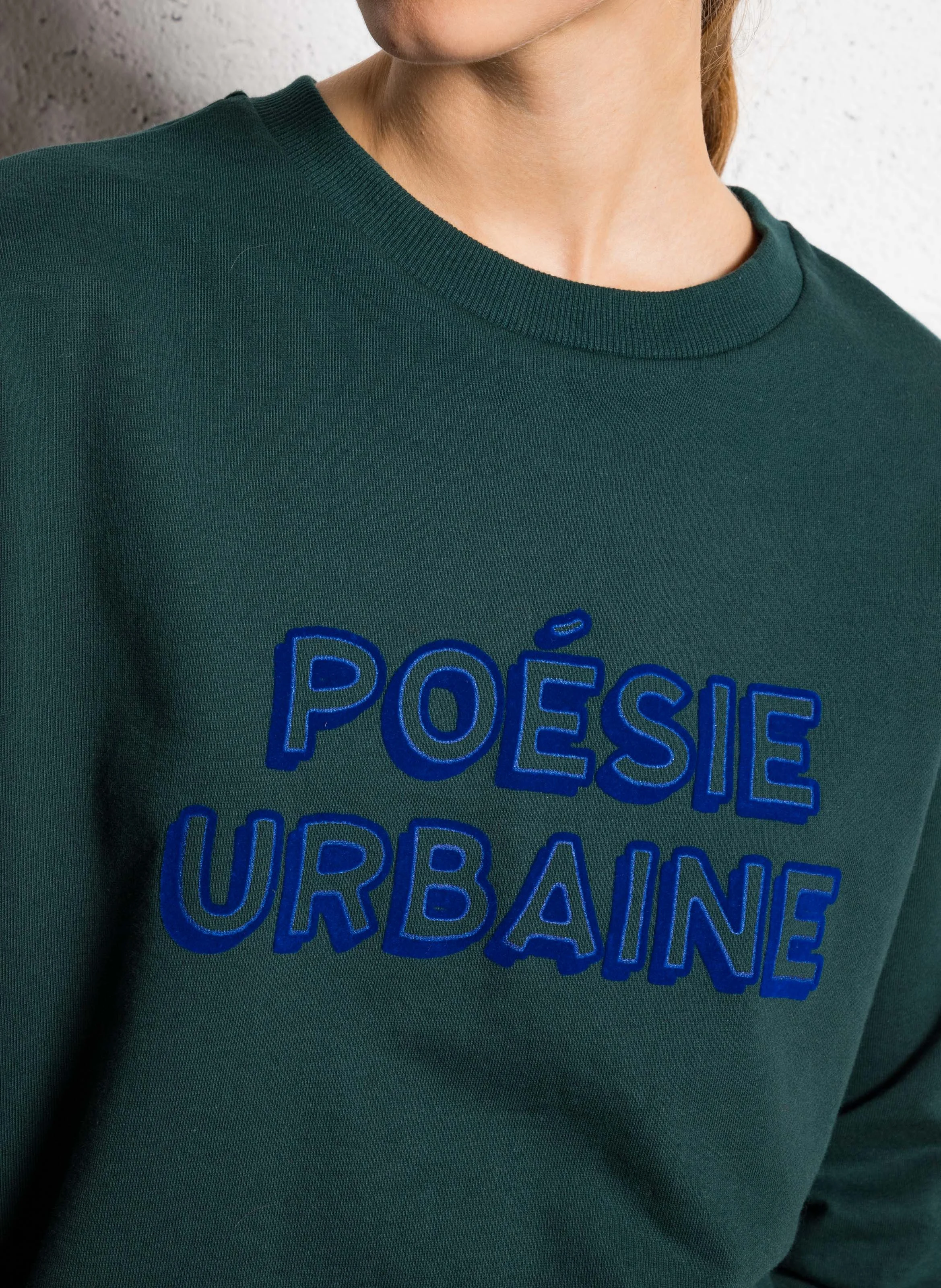 Sweat oversize col rond en coton | Vert