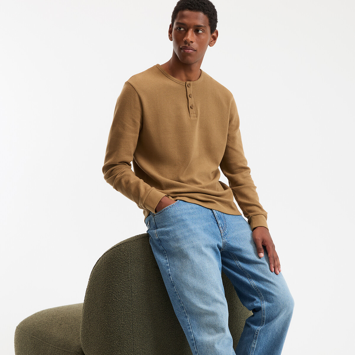 COLEÇÃO LA REDOUTE<br>Camiseta com gola túnica e mangas compridas