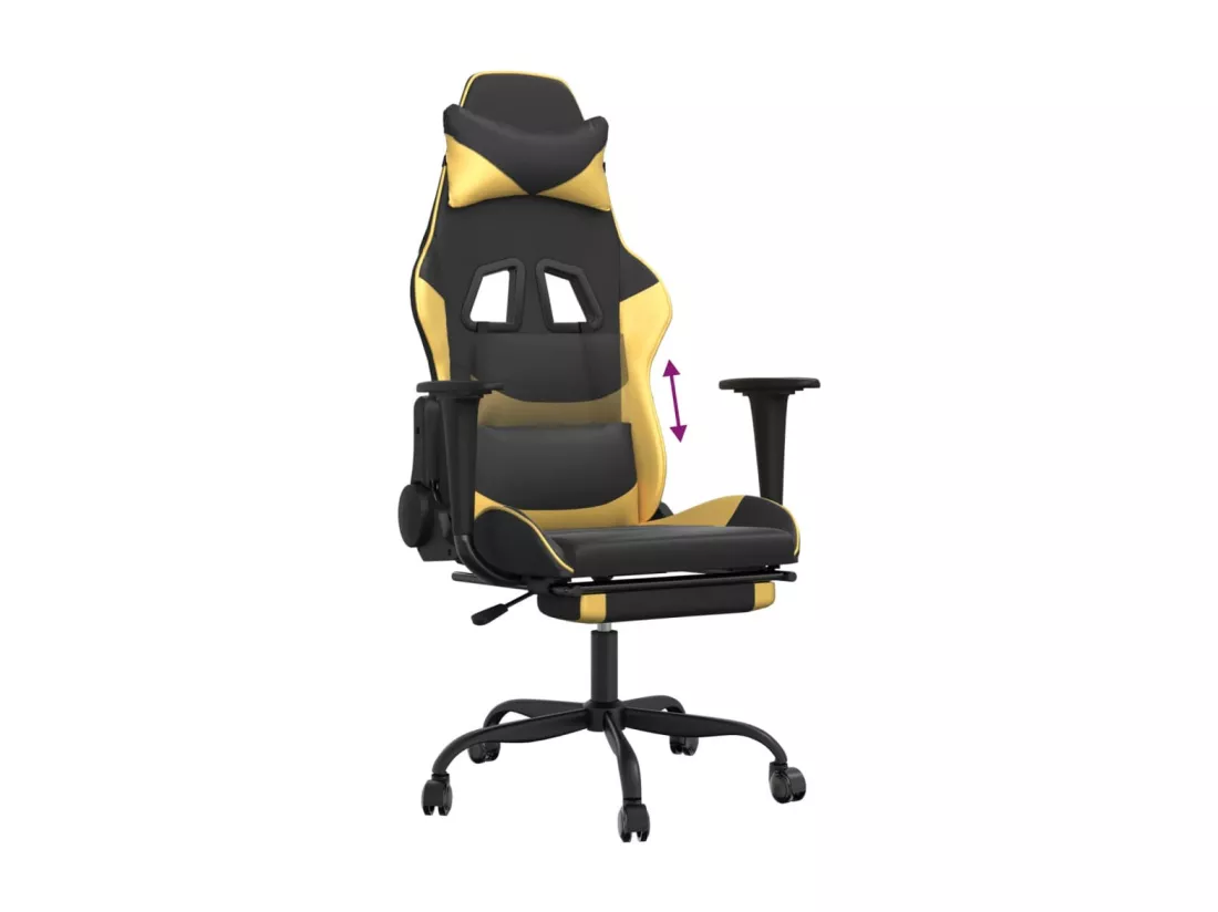 Chaise de jeu avec repose-pied Noir et doré Similicuir