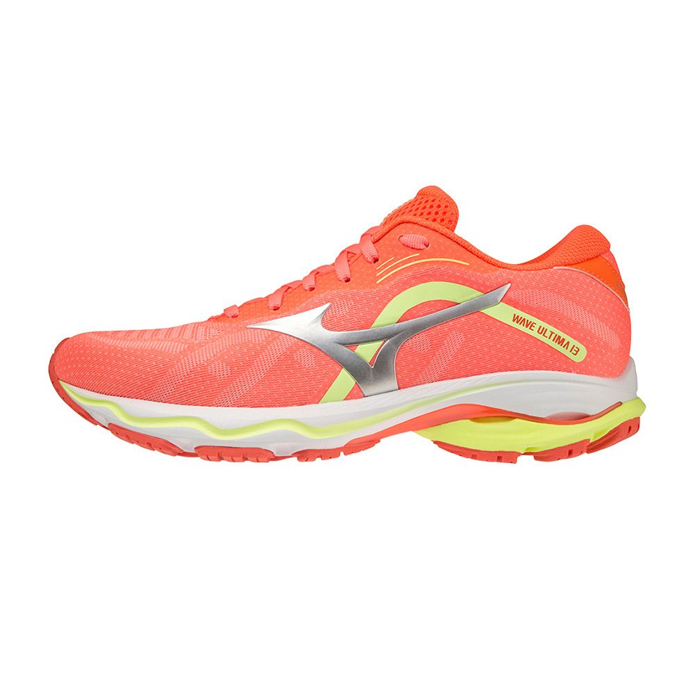 Mizuno WAVE ULTIMA 13 - Chaussures running Femme neonflame/silver/neolime