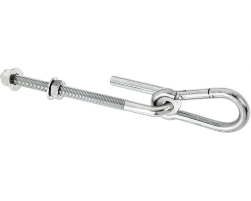 Schommelhaak M12 met karabijnhaak 10 x 100 mm voor doorgaande schroefverbinding, verzinkt, diklaag gepassiveerd