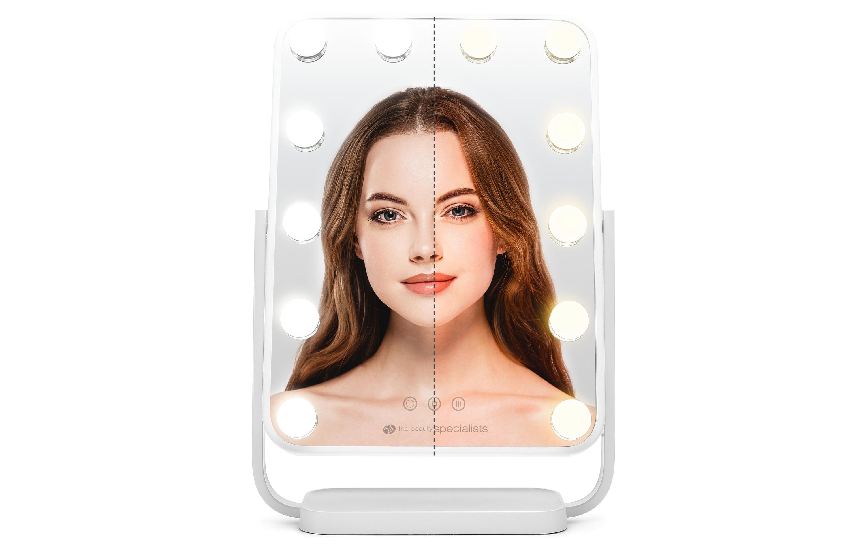 Kosmetikspiegel Hollywood Glamour Weiss<br>Schminktisch Spiegel