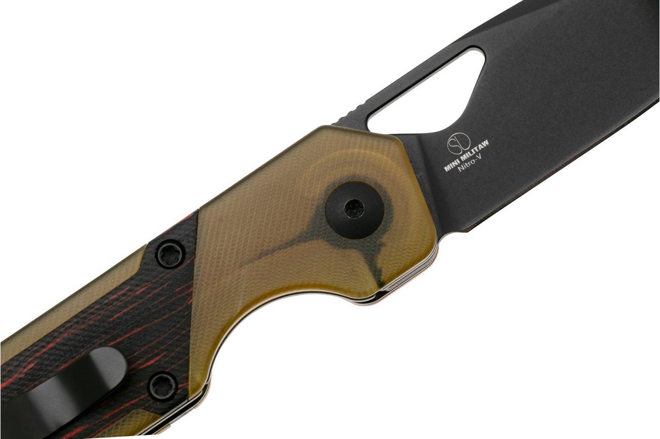 Kizer Vanguard Mini Militaw V3634SA1 Liner Lock, Black Nitro-V, Black and Red G10, PEI Ultem Inlay, zakmes, Jonathan Styles design